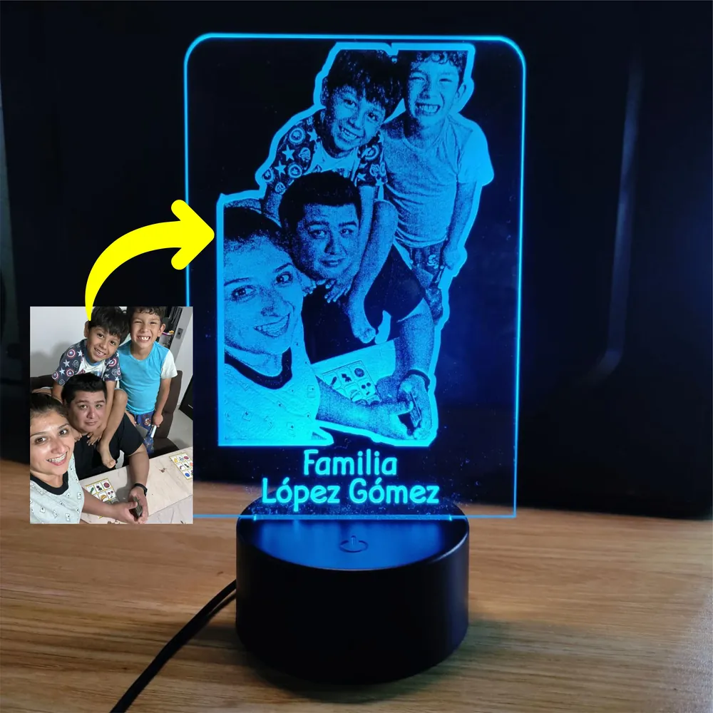 Colección de lámparas 3D personalizadas con foto familiar